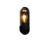 Lucide Capsule Single Light Outdoor Flush Wall Light In Black Finish