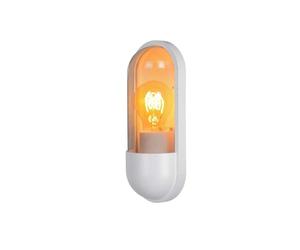 Lucide Capsule Single Light Outdoor Flush Wall Light In White Finish