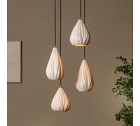 Lucide Cinzia hanging light, white/black, Ø 55 cm, porcelain, 4-bulb.