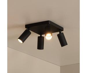 Lucide Clubs downlight, black, 4-bulb, GU10, aluminium
