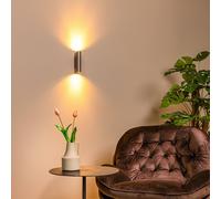 Lucide Dupla wall spotlight, grey, height 18 cm, metal, 2-bulb.