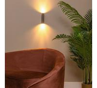 Lucide Dupla wall spotlight, rust-coloured, height 18 cm, metal, 2-bulb.