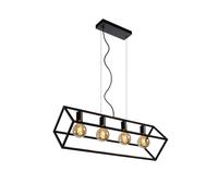 Lucide 'FABIAN' Dimmable Adjustable Height Modern Bar Pendant Light 4xE27 in Black Lucide Black