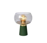 Lucide Farris Single Light Table Lamp In Green Finish With Smoked Glass