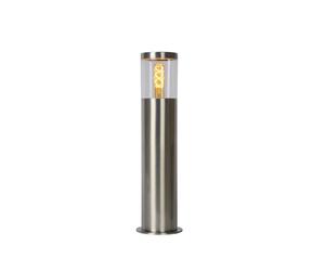 Lucide Fedor Single Light Outdoor Short Bollard Light In Satin Chrome Finish