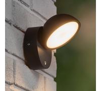 Lucide Finn LED wall light, black, IP54, day/night sensor