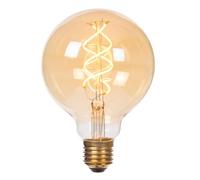 LUCIDE G95 Filament Bulb Diameter 9.5 cm E27-1x4.9W 2200K Amber
