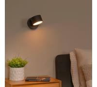 Lucide Gian LED wall light, black, width 11 cm, metal