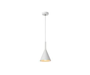 Lucide Gipsy Single Light Cone Plaster Ceiling Pendant In White Finish
