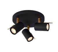 Lucide Grony Modern Ceiling Spotlight - LED Dim To Warm - Gu10 - 3X5W 2200K/3000K - Black, Black