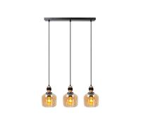 Lucide Ilona pendant light, glass, black/amber, 3-bulb