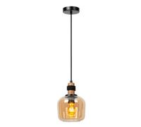 Lucide Ilona pendant light, glass, Ø 18 cm, black/amber, 1-bulb
