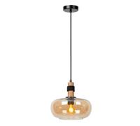 Lucide Ilona pendant light, glass, Ø 30 cm, black/amber, 1-bulb