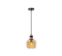 Lucide Ilona pendant light, glass, Ø 18 cm, black/amber, 1-bulb