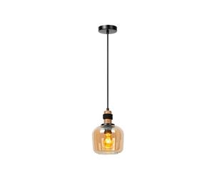 Lucide Ilona Single Light Small Glass Ceiling Pendant In Amber Finish