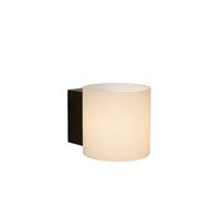 Lucide Jelte Single Light Bathroom Wall Fitting In Black Finish With White Glass Shade