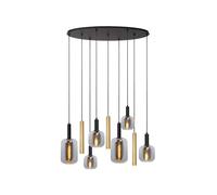 Lucide Joanet Glass 9 Light Cluster Ceiling Pendant - Smoked Grey