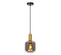 Lucide Joanet Single Light Ceiling Pendant In Smoked Grey Finish