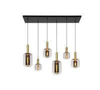 Lucide Joanet hanging light, smoky grey/black, glass, 132 cm long