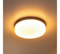 Lucide LED bathroom ceiling lamp Biskit, black, Ø 23 cm, plastic