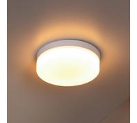 Lucide LED bathroom ceiling lamp Biskit, white, Ø 23 cm, plastic