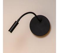 Lucide LED battery wall spotlight Jolijn, black, flexible arm, Ø 11 cm, magnet