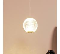 Lucide LED pendant light Cintra, Ø 14 cm, transparent/gold, acrylic