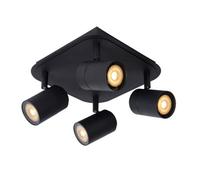 Lucide Lennert Modern Ceiling Spotlight Bathroom - Led Dim. - Gu10 - 4X5W 3000K - Ip44 - Black