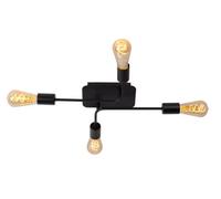 Lucide Lester Modern Flush Ceiling Light - 4Xe27 - Black