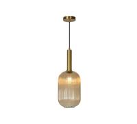 Lucide Maloto 20 Single Light Ceiling Pendant With Amber Glass Shade