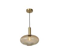 Lucide Maloto 30 Single Light Ceiling Pendant With Amber Glass Shade