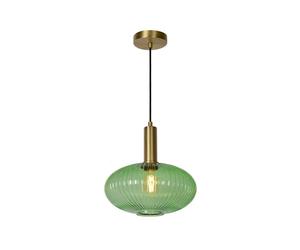 Lucide Maloto 30 Single Light Ceiling Pendant With Green Glass Shade