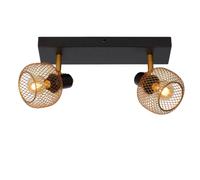 Lucide 'MAREN' Dimmable Rotatable Stylish Retro Twin Ceiling Spotlight 2xE14 in Gold Lucide Gold