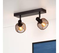 Lucide Maren Retro Twin Ceiling Spotlight - 2Xe14 - Black