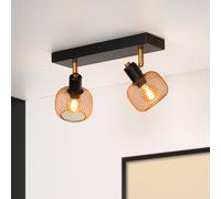 Lucide Maren Retro Twin Ceiling Spotlight - 2Xe14 - Matt Gold, Brass