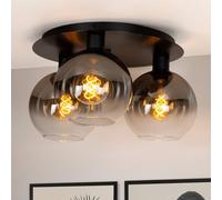 Lucide Marius 3 Light Flush Ceiling Light - Black
