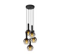 Lucide Marius pendant light, black, 5-bulb