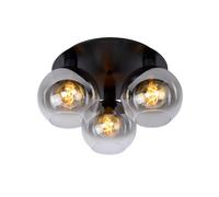 Lucide 'MARIUS' Dimmable Stylish Retro Indoor LED Flush Ceiling Light 3xE27 in Black Lucide Black