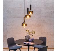 Lucide Marius 3 Light Cascade Pendant In Black Finish With Smoked Glass
