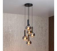 Lucide Marius pendant light, black, 5-bulb
