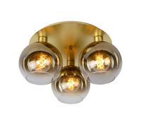 Lucide Marius ceiling light, gold, Ø 50 cm, glass, 3-bulb