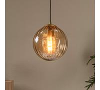 Lucide Monsaraz pendant light, Ø 25 cm, amber. Glass, 1-bulb