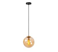 Lucide Monsaraz Single Light Ceiling Pendant In Amber Finish