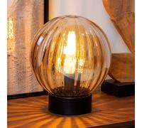 Lucide Monsaraz table lamp, amber, Ø 25 cm, glass, E27