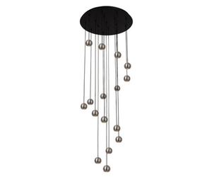 Lucide Montana Led 16 Light Cluster Ceiling Pendant Light With Remote Control Grey