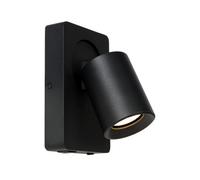 Lucide Nigel Modern Wall Spotlight - Led Dim. - Gu10 - 1X5W 3000K - With Usb Charging Point - Black