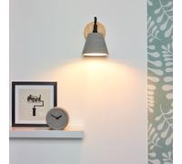 Lucide Possio - Wall light with concrete shade and wood