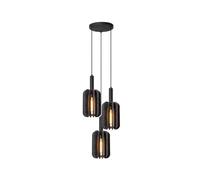 Lucide Rafal 3 Light Cluster Ceiling Pendant In Grey Finish