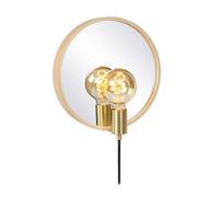 2 Pack - Lucide Reflex Scandinavian Round Mirror Light - 1Xe27 - Light Wood
