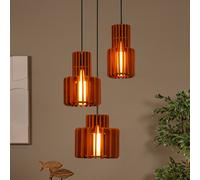 Lucide Rollo hanging light, terracotta, Ø 50 cm, fabric/metal, 3-bulb.